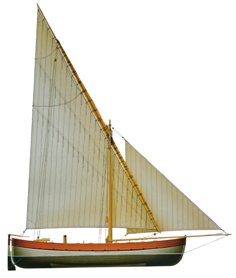 Bateau traditionnel Coralina à voile latine en Méditerranée