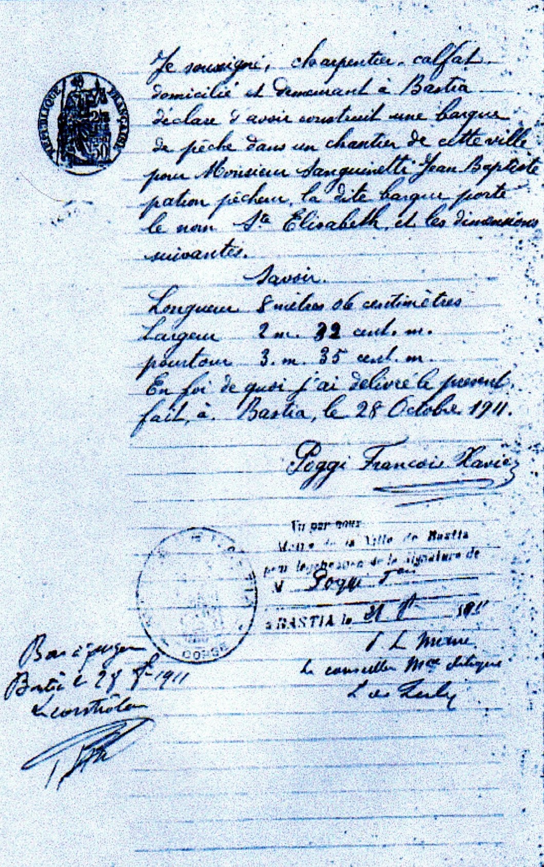Certificat de construction 1911
