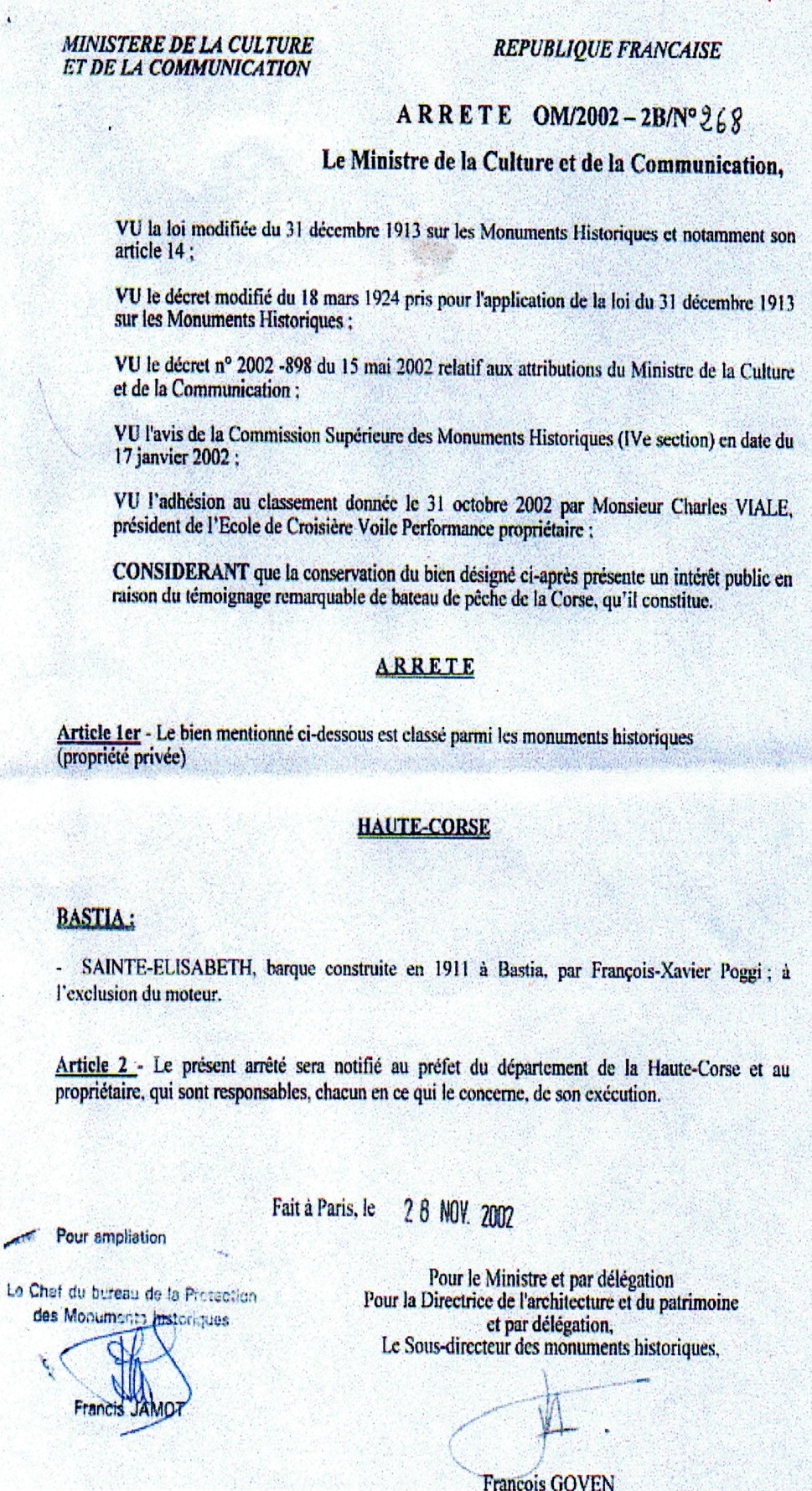 Classement au titre des Monument Historique